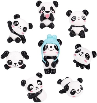 P s retail Micro Landscape Cute Mini Panda - (8pcs/Set) Decorative Showpiece  -  5 cm(Polyresin, Black, White)