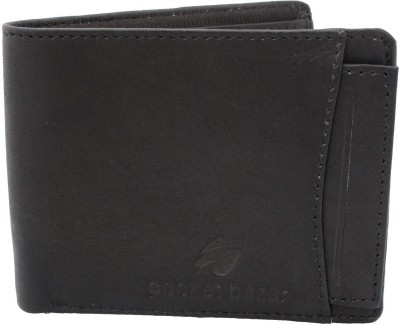 pocket bazar Men Black Genuine Leather Wallet(7 Card Slots)