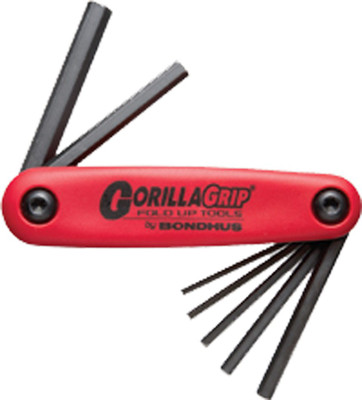 BONDHUS 12587, Set 7 Hex GorillaGrip Fold-up Tools 2-8mm| Allen Key Set