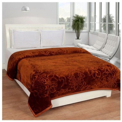 FUBAR Floral Double Mink Blanket for  Heavy Winter(Polyester, Brown)