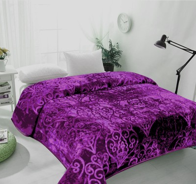 FUBAR Floral Double Mink Blanket for  Heavy Winter(Polyester, Purple)