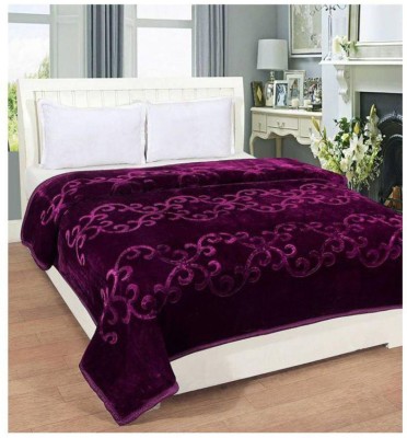 FUBAR Floral Double Mink Blanket for  Heavy Winter(Polyester, WINE)