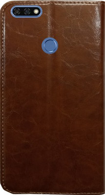 MYSHANZ Wallet Case Cover for Honor 7C, Honor 7C flip cover, Honor 7C Desginer Flip cover, Honor 7C mobile flip cover(Brown)