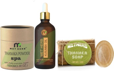 Metherb Thanaka powder 100 g & kusumba safflower oil 100ml with Thanaka Soap 125g for Free(1 Items in the set)