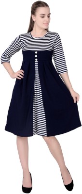 AD & AV Women A-line Dark Blue Dress