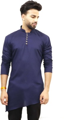 Kiaz Men Solid Flared Kurta(Dark Blue)