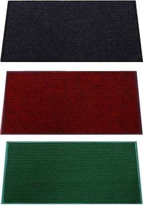 KUBER INDUSTRIES Microfiber Door Mat(Multicolor, Free, Pack of 3)