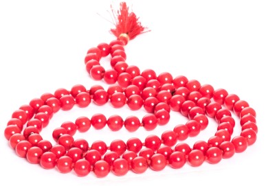 Parashara Arkam Coral Mala/ Red Coral Mala (Size: 7mm, Length: 36 inches, Beads: 108+1) with Gaumukhi Stone Necklace