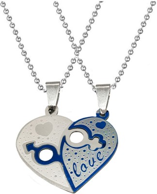 Shiv Jagdamba Valentine Day Gift I Love You Broken Heart Couple Locket With 2 Chain His Her Lover Gift Stainless Steel Pendant