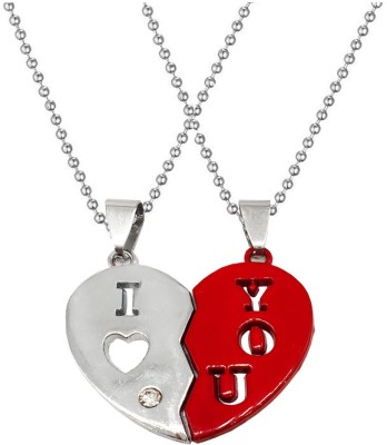 Shiv Jagdamba Valentine Day Gift Broken I love you Love Couple Locket With 2 Chain His Her Lover Gift Metal Pendant