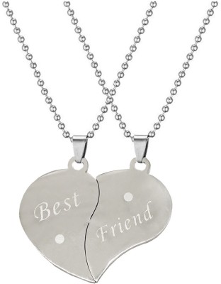 Shiv Jagdamba Friendship Day Gift Best Friend Broken Heart With 2 Chain His Her Lover Gift Stainless Steel Pendant