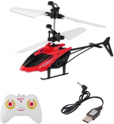 Hetkrishi 2-in-1 Flying Outdoor Exceed Induction Helicopter with Remote sensor RedRed
