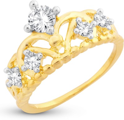 Sukkhi Dazzling Royal Crown Engagement Gold Plated Ring Alloy Crystal Gold Plated Ring