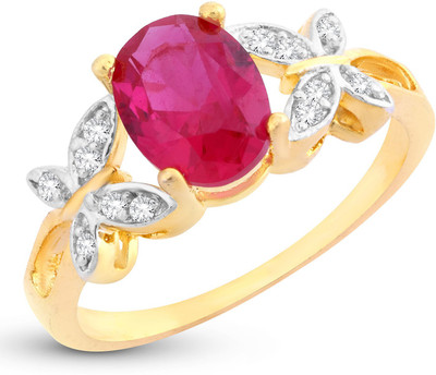 Sukkhi Exclusive Butterflies-On-Ruby Crystal Gold Plated Ring Alloy Crystal Gold Plated Ring