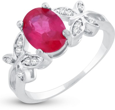 Sukkhi Stylish Butterflies-On-Ruby Crystal Rhodium Plated Ring Alloy Crystal Rhodium Plated Ring