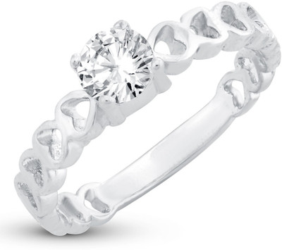 Sukkhi Graceful Heart Band Band Rhodium Plated Ring Alloy Cubic Zirconia Rhodium Plated Ring