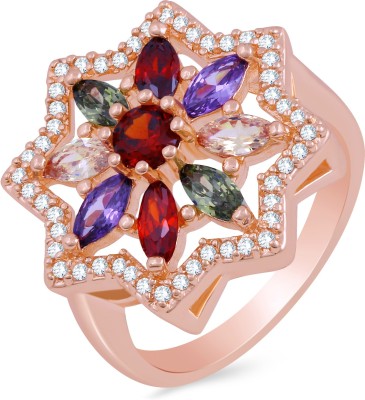 Sukkhi Designer Floral Crystal Stone Gold Plated Alloy Crystal Gold Plated Ring