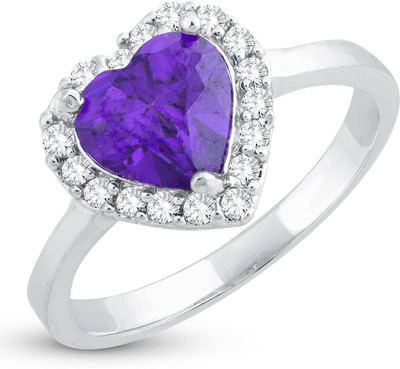 Sukkhi Adorable Queen Heart Valentine Rhodium Plated Ring Alloy Crystal Rhodium Plated Ring