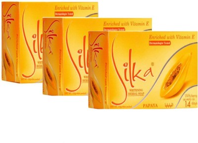 SILKA Papaya Skin Whitening And Tightening Soap Made In Philippines (Pack Of 3)(3 x 45 g)