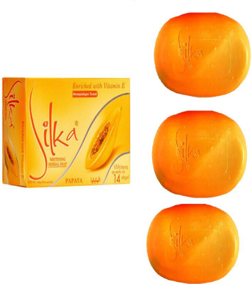 SILKA Papaya Extract Skin Glowing And Fairness Soap(3 x 45 g)