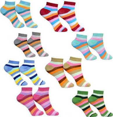 Chartbusters Women Striped Ankle Length(Pack of 8)