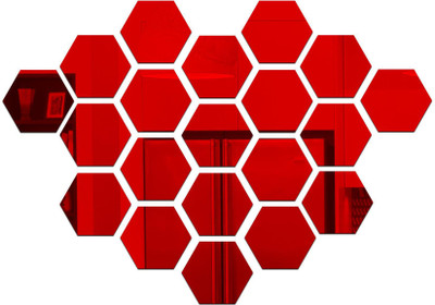 wall1ders 127 cm 20 Hexagon Red Self Adhesive Sticker(Pack of 20)