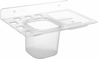 Epraiser ABS Unbreakable EZ-145 Single Soap Dish with Tumbler for Toiletries(Clear, White)