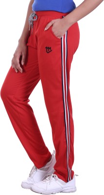 MARK LEUTE Striped Women Red Track Pants