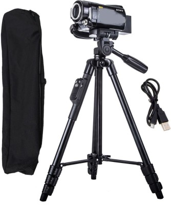 BUY SURETY High Quality Travel Camera Tripod Tripod-3388 Adjustable Aluminum Professional Foldable Lightweight Camera Stand With Three-Dimensional Head & Quick Release Plate With Mobile Clip Holder & BT Remote Best Use for Make Videos on Tiktok,Vigo Video,Snapchat, YouTube and Dubsmash Compatible wi