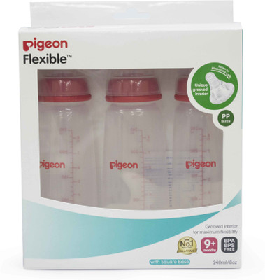 Pigeon NURSING BOTTLE KPP NIPPLE L COMBO (PACK OF 3) - 240 ml(Transparent)