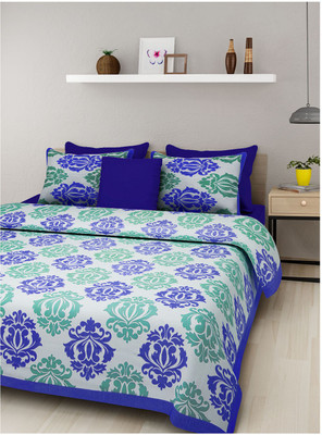 FrionKandy Cotton Double Flat 120 TC Glow in the Dark Bedsheet(Pack of 1, Blue)