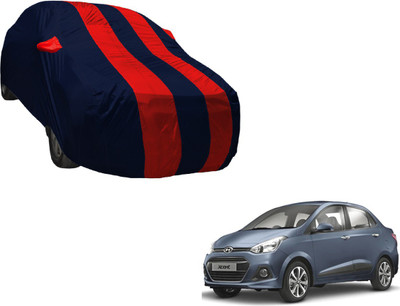 Auto Hub Car Cover For Hyundai Xcent (With Mirror Pockets)(Black, Red)