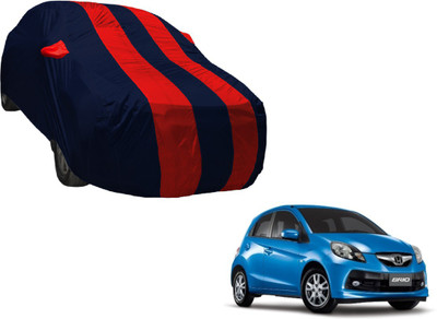 Auto Hub Car Cover For Honda Brio (With Mirror Pockets)(Blue, Red)