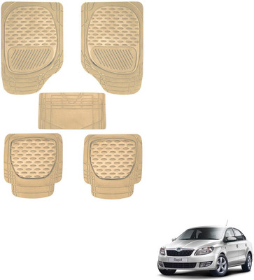 AuTO ADDiCT Rubber, PVC Standard Mat For  Skoda Rapid(Beige)