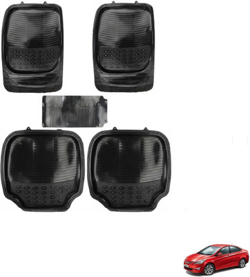 AuTO ADDiCT Rubber, PVC Standard Mat For  Hyundai Fluidic Verna 4S(Black)