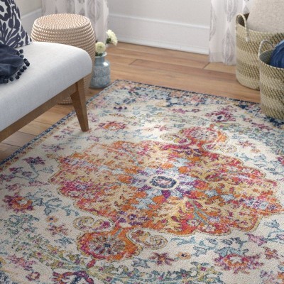 STATUS Multicolor Polyester Area Rug(4 ft,  X 6 ft, Rectangle)