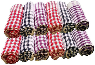 DPCREATIONS Kitchen Napkins,Chapati Napkin, Duster Cleaner, Cleaning Cloth Soft and Multicolor Multipurpose Work of Kitchen, Table Wiper Set of 12 PCS (18 x 18 in) Wet and Dry Cotton Cleaning Cloth(12 Units)
