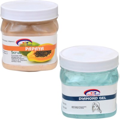 PINKROOT PAPAYA SCRUB 500GM WITH DIAMOND GEL 500GM(2 Items in the set)