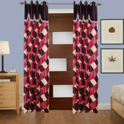 Sehbhagi 214 cm (7 ft) Polyester Window & Door Curtain (Pack Of 2)(Self Design, Multicolor)