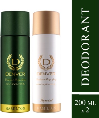 DENVER Hamilton and Imperial Combo Deodorant Spray  -  For Men(400 ml, Pack of 2)