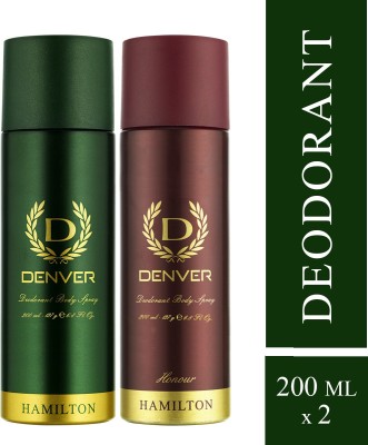 DENVER Hamilton and Honour Combo Deodorant Spray  -  For Men(400 ml, Pack of 2)