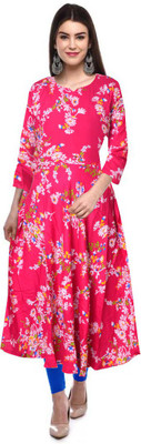 SILVER ORGANISATION Women Fit and Flare Pink Maxi/Full Length Dress