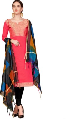 manvaa Silk Blend Solid, Self Design, Colorblock Kurta & Churidar Material