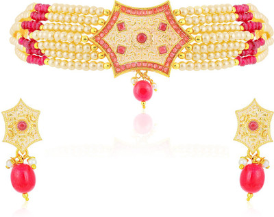 Sukkhi Alloy Gold-plated Pink Jewellery Set(Pack of 1)