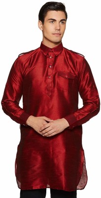 Royal Heritage Men Solid Pathani Kurta(Maroon)