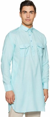 Royal Heritage Men Solid Pathani Kurta(Light Blue)