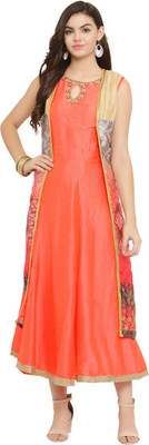 AD4U Women Solid A-line Kurta(Orange)