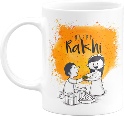 Flair Print Happy Rakhi Printed Ceramic Coffee Mug(350 ml)