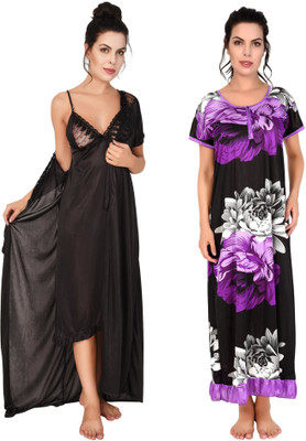 KEOTI Women Nighty with Robe(Purple)