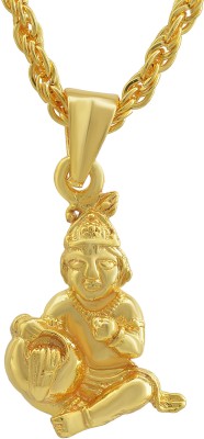 memoir Gold Plated, Baby Krishna Laddu Gopal Small and Cute, Gold-plated Brass Pendant